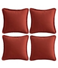 Poszewki na Poduszki z Frędzlami Bawełniane Boho Czerwone 50 x 50 cm 4 szt