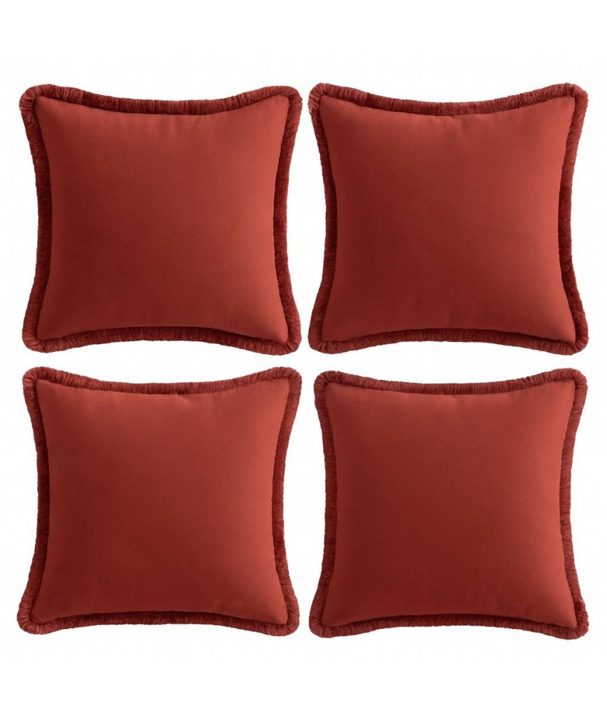 Poszewki na Poduszki z Frędzlami Bawełniane Boho Czerwone 50 x 50 cm 4 szt