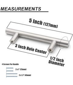 Uchwyty Meblowe do Szuflad Gałki do Mebli 12,7 cm Zestaw 30 Sztuk Srebrne