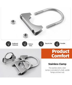 Obejmy Wydechowe Zacisk Typu U Obejma Zestaw 2 Sztuki Średnica 54 mm