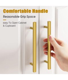 Uchwyty Meblowe Do Szafek 96 mm Zestaw 5 Sztuk Nowoczesne Złote