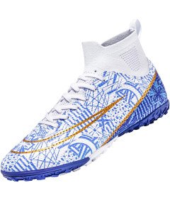 VTASQ Buty Męskie Sportowe Halówki Turfy Piłkarskie Biało-niebieskie 44 EU
