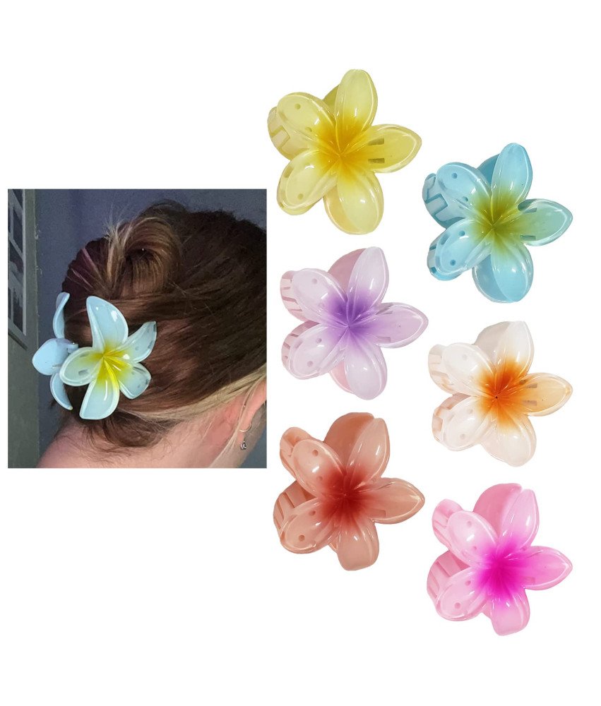 Spinka Klamra Szczęka do Włosów Mocna Zestaw 6 Sztuk Hawajskie Kwiaty