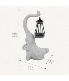 Lampa Solarna LED Ogrodowa Rzeźba Figurka w Kształcie Słonia Żywiczna Szara