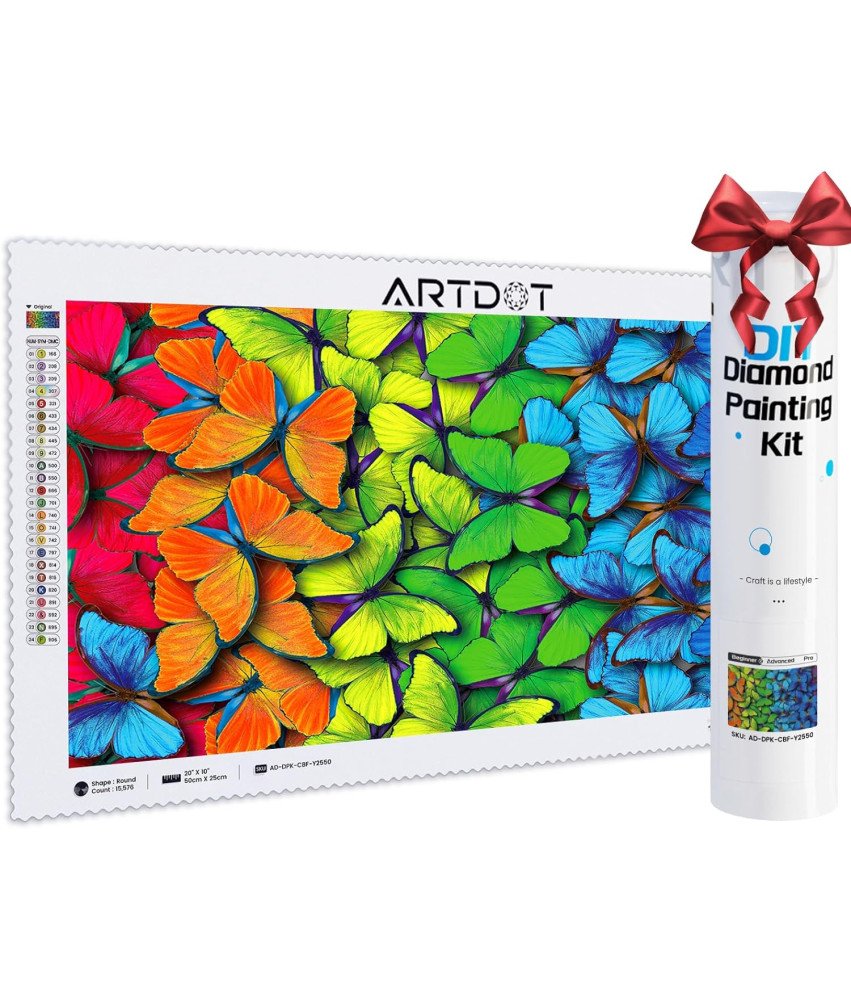 ARTDOT Komplet diamantnih slik Slika 25 x 50 cm Barviti metulji