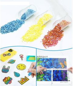 ARTDOT Komplet diamantnih slik Slika 25 x 50 cm Barviti metulji