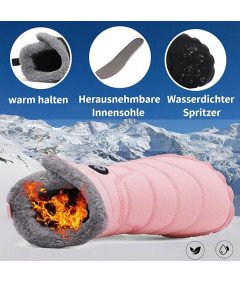 CELANDA Buty Zimowe Damskie Śniegowce Antypoślizgowe Ciepłe Różowe 40 EU