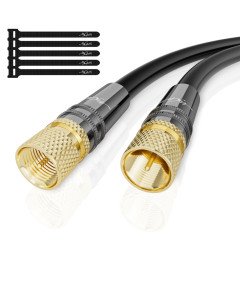 Kabel Antenowy Satelitarny HD 2x Złącza F 60 Metrów HDTV DVB-T2 DVB-C DVB-S