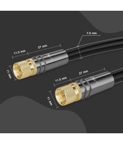 Kabel Antenowy Satelitarny HD 2x Złącza F 60 Metrów HDTV DVB-T2 DVB-C DVB-S