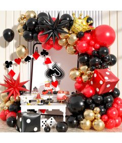 Balony Girlanda Zestaw 104 szt Dekoracja Urodzinowa Poker Kasyno Karty
