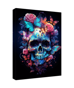 Obraz na Płótnie Ścienny 3D Nowoczesny  Drewniana Rama Czaszka 40x60 cm