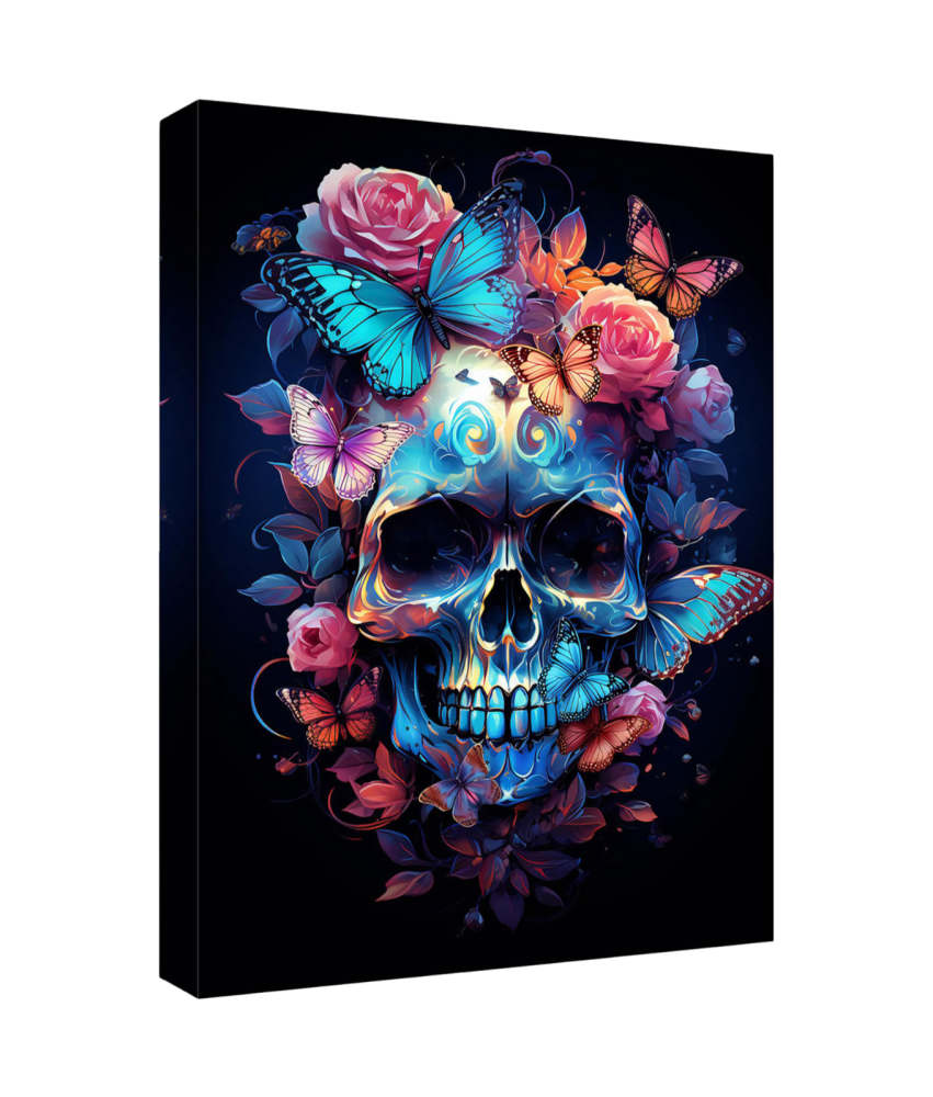 Obraz na Płótnie Ścienny 3D Nowoczesny  Drewniana Rama Czaszka 40x60 cm