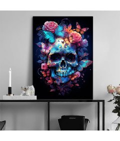 Obraz na Płótnie Ścienny 3D Nowoczesny  Drewniana Rama Czaszka 40x60 cm