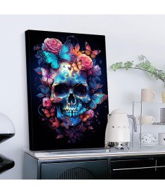 Obraz na Płótnie Ścienny 3D Nowoczesny  Drewniana Rama Czaszka 40x60 cm