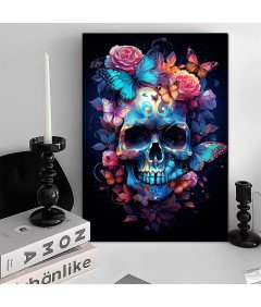 Obraz na Płótnie Ścienny 3D Nowoczesny  Drewniana Rama Czaszka 40x60 cm