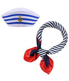 Zestaw Akcesoria Strój Kostium Przebranie Marynarz Kapitan Czapka Apaszka