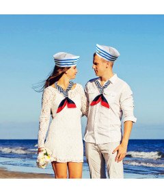 Zestaw Akcesoria Strój Kostium Przebranie Marynarz Kapitan Czapka Apaszka