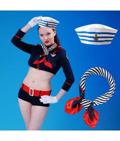 Zestaw Akcesoria Strój Kostium Przebranie Marynarz Kapitan Czapka Apaszka