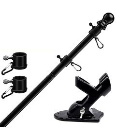 Maszt Flagowy Uchwyt na Flagę Regulowany Aluminiowy Czarny 180 cm