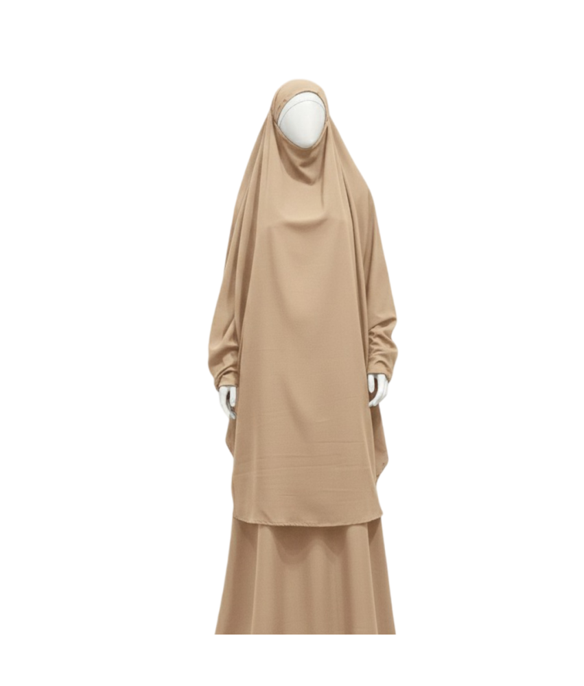 Sukienka Modlitewna Muzułmańska 2 Częściowa Hidżab Abaja Ramadan Beżowa