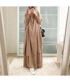 Sukienka Modlitewna Muzułmańska 2 Częściowa Hidżab Abaja Ramadan Beżowa