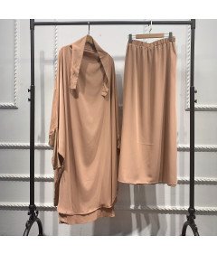 Sukienka Modlitewna Muzułmańska 2 Częściowa Hidżab Abaja Ramadan Beżowa