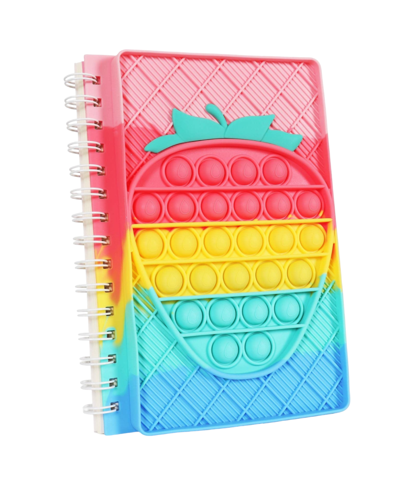Zeszyt Notatnik A5 Pop It dla Dzieci Antystresowy Tęczowy Truskawka 50 str