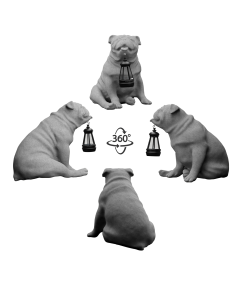 Figurka Rzeźba Ogrodowa Lampa Solarna LED Pies Bulldog Wodoodporna Szara