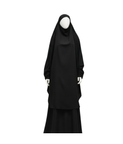 Sukienka Modlitewna Muzułmańska 2 Częściowa Hidżab Abaja Ramadan Czarna