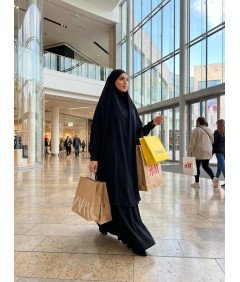 Sukienka Modlitewna Muzułmańska 2 Częściowa Hidżab Abaja Ramadan Czarna