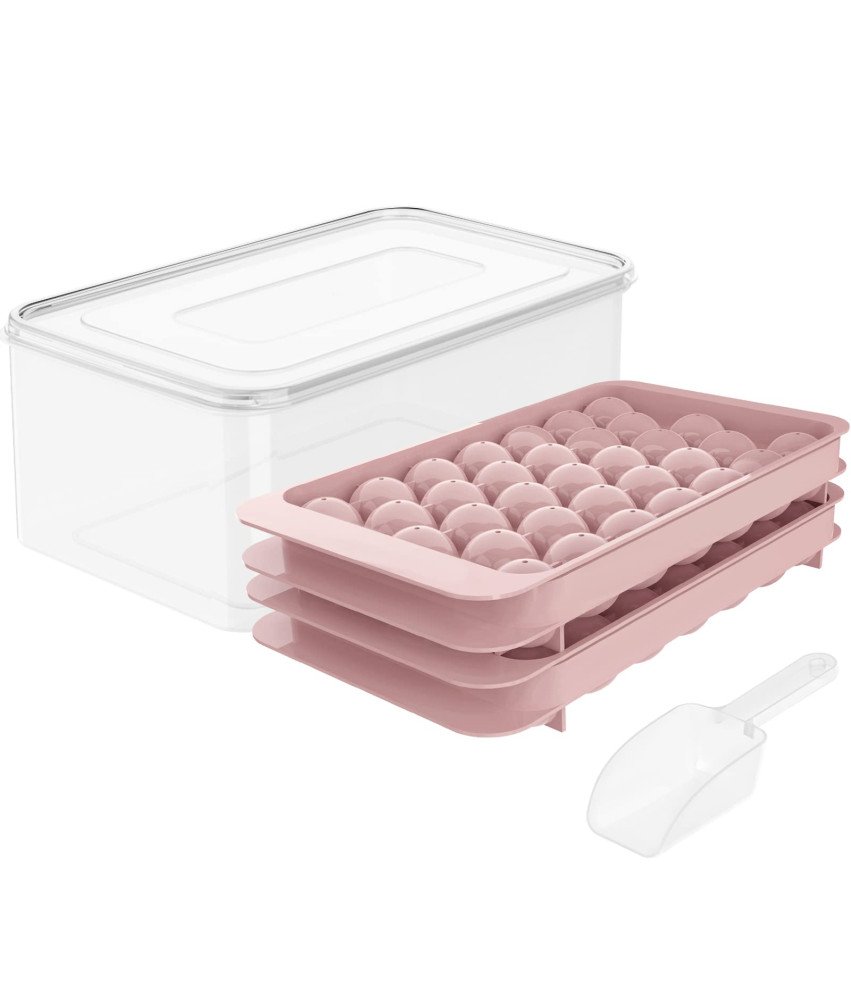 Foremki do Kostek Lodu Kształt Kuli Silikonowe Pojemnik z Pokrywką 2 Sztuki