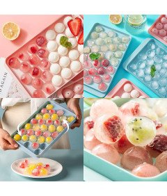 Foremki do Kostek Lodu Kształt Kuli Silikonowe Pojemnik z Pokrywką 2 Sztuki