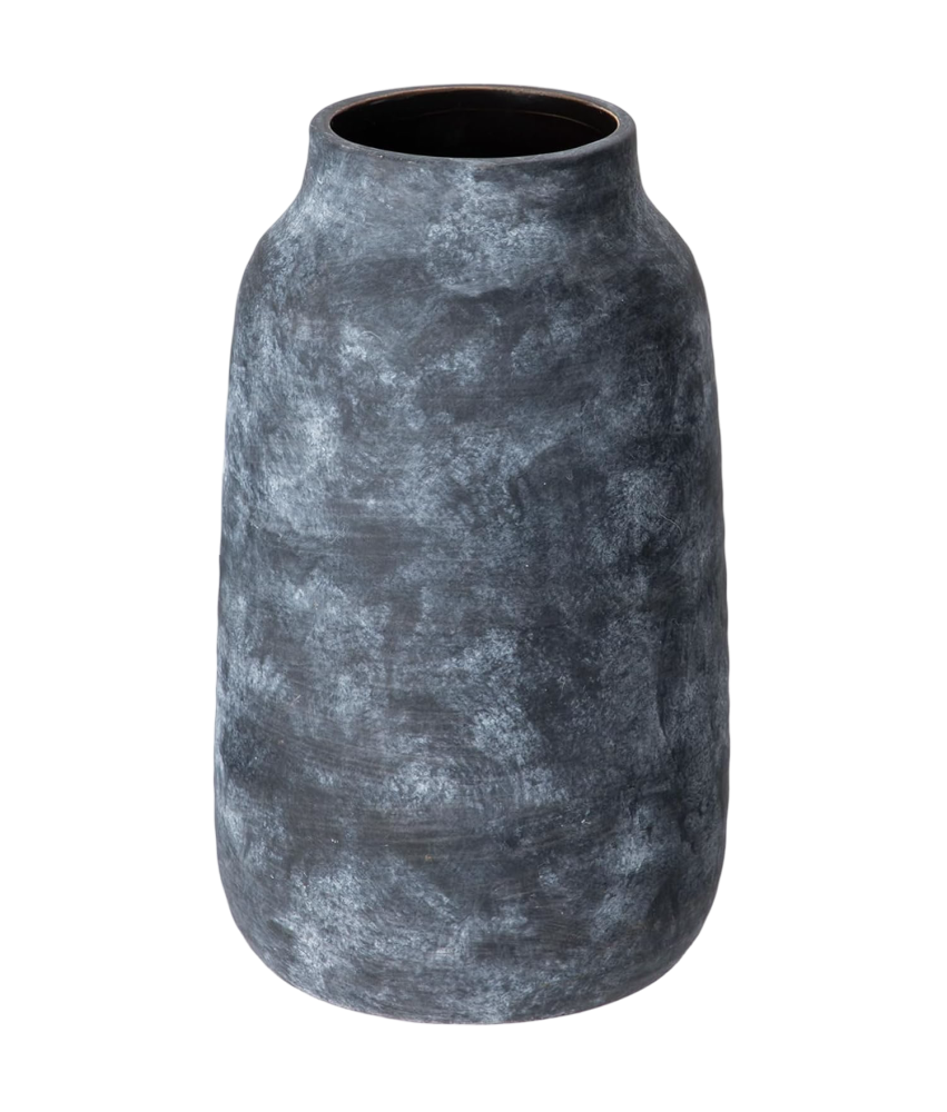 Ceramiczny Wazon na Kwiaty Rustykalny Dekoracyjny Granatowy 16,5 x 28 cm