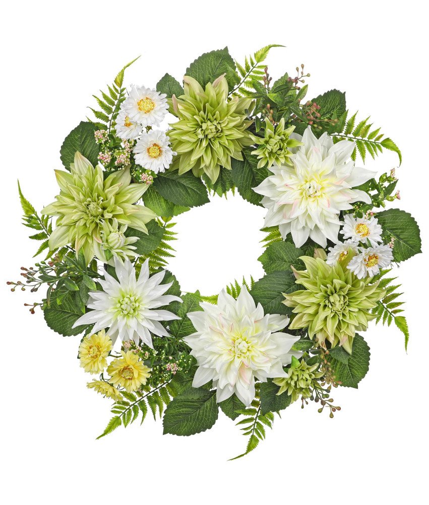 Wieniec Wianek na Drzwi Wejściowe Dekoracyjny Sztuczne Kwiaty Dalii 60 cm