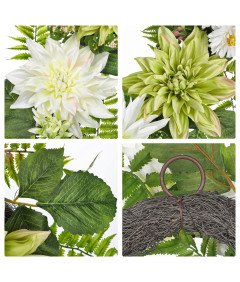 Wieniec Wianek na Drzwi Wejściowe Dekoracyjny Sztuczne Kwiaty Dalii 60 cm