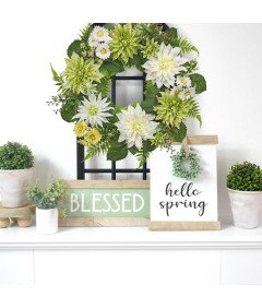 Wieniec Wianek na Drzwi Wejściowe Dekoracyjny Sztuczne Kwiaty Dalii 60 cm