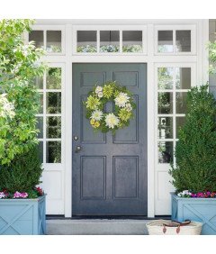 Wieniec Wianek na Drzwi Wejściowe Dekoracyjny Sztuczne Kwiaty Dalii 60 cm