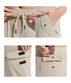 Damskie Spodnie 3/4 Cargo Trekkingowe Wodoodporne Sportowe Capri Beżowe M