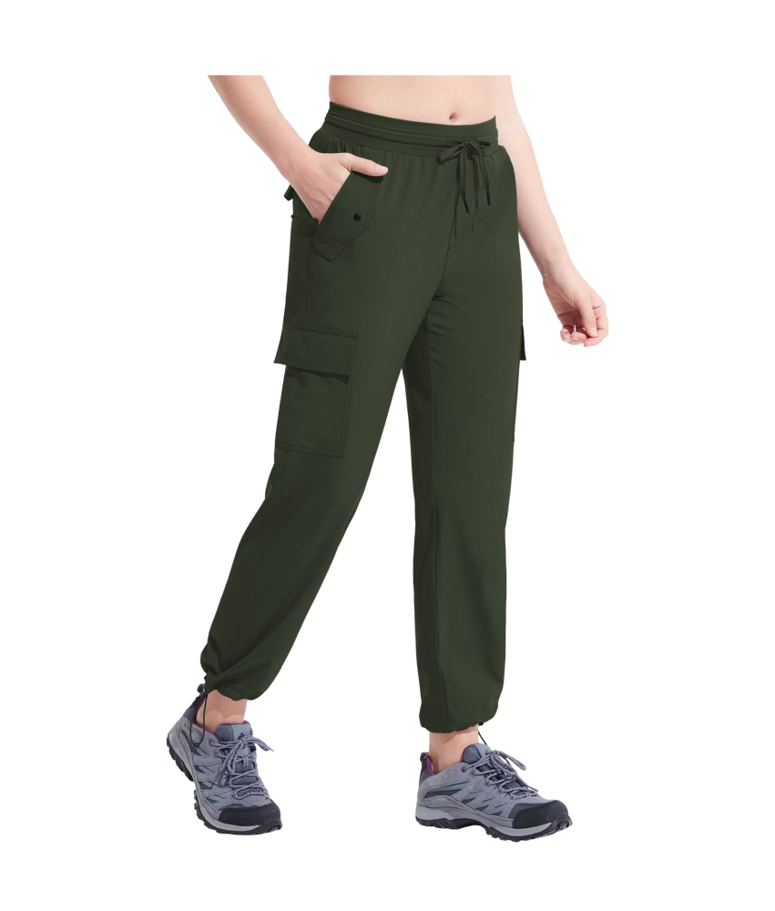 Damskie Spodnie 3/4 Cargo Trekkingowe Wodoodporne Sportowe Capri Zielone XS