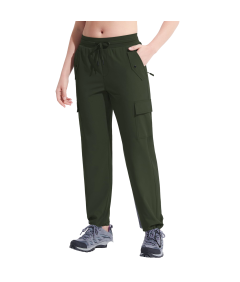 Damskie Spodnie 3/4 Cargo Trekkingowe Wodoodporne Sportowe Capri Zielone XS