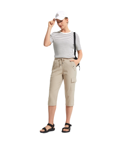Damskie Spodnie 3/4 Cargo Trekkingowe Wodoodporne Sportowe Capri Beżowe L
