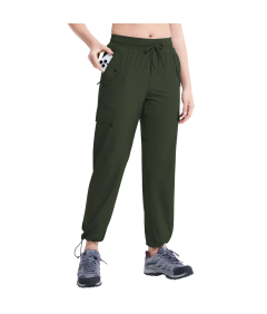 Damskie Spodnie 3/4 Cargo Trekkingowe Wodoodporne Sportowe Capri Zielone XS