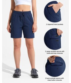 Damskie Spodenki Shorty Cargo Trekkingowe Wodoodporne Sportowe Granatowe S