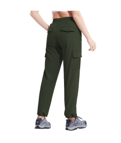 Damskie Spodnie 3/4 Cargo Trekkingowe Wodoodporne Sportowe Capri Zielone XS