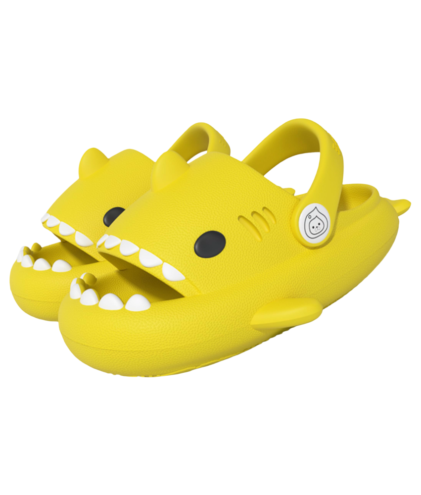 Dziecięce Klapki Kapcie Basenowe Antypoślizgowe Rekinki Żółte 22/23 EU