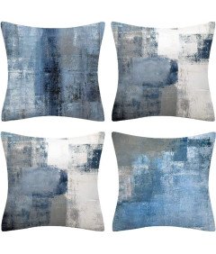 Ruedong Modra prevleka za vzglavnik komplet 4 kosov 45 x 45 cm
