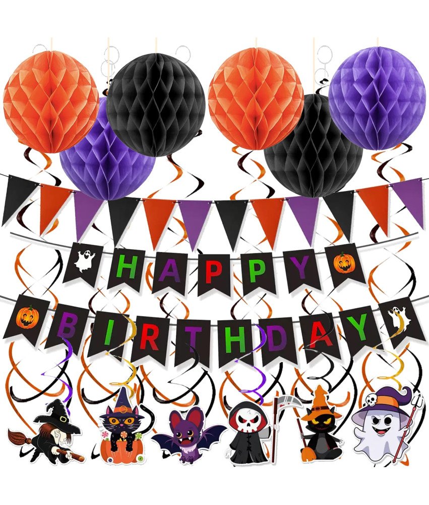 Zestaw Dekoracji na Imprezę Halloween Girlanda Duch Dynia 21 Elementów