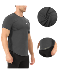 Męska Koszulka Treningowa do Ćwiczeń Sportowa Kompresyjna Bawełna Szara L