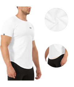 Męska Koszulka Treningowa do Ćwiczeń Sportowa Kompresyjna Bawełna Biała L