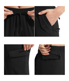 Damskie Spodnie 3/4 Cargo Trekkingowe Wodoodporne Sportowe Capri Czarne XL